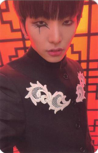 Photocard of Seoho from the No Diggity set in red lighting