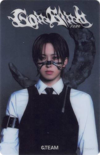 Photocard of Fuma staring at the camera with silver jewelry across his nose