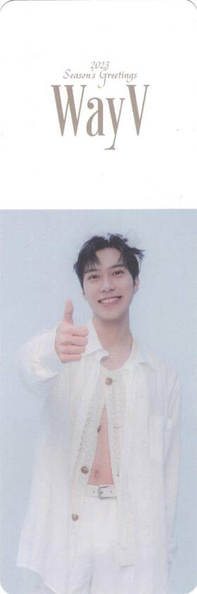 Seasons Greeting bookmark of Hendery giving a thumbs up