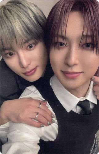 Photocard of Harua hugging Fuma from behind and poking his cheek