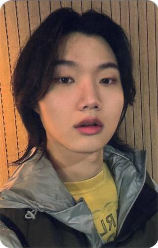 Photocard of Ganghun looking at the camera with an open mouth